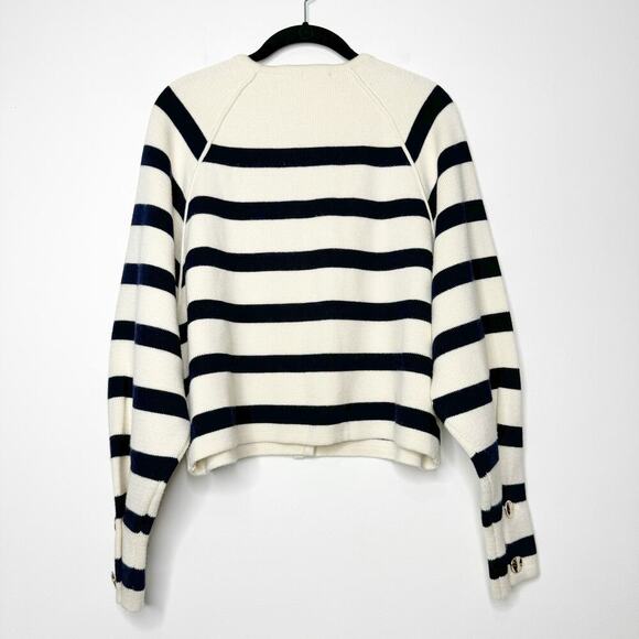 Ba&sh Massimo Lady Cardigan in Ecru Navy Cream Stripe Size 2 / Medium - Picture 10 of 13